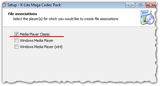 Рис. 5. Ассоциация с Media Player Classic (более продвинутый проигрыватель)
