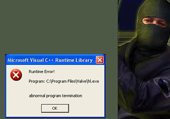 Типичный пример ошибки Microsoft Visual C++ Runtime Library