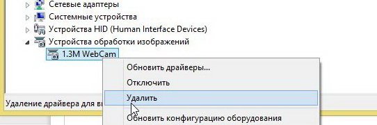 удаление драйвера веб-камеры