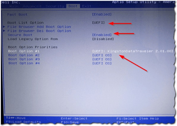 Рис. 2. настройка BIOS - включение режима UEFI