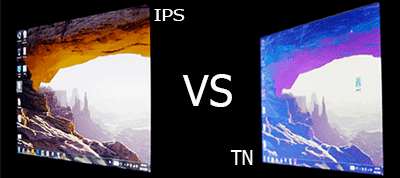 Рис. 1. Разница в картинке при повернутом экране: TN-матрица VS ISP-матрица