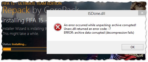 Error archive data corrupted decompression fails unarc dll вернул код ошибки