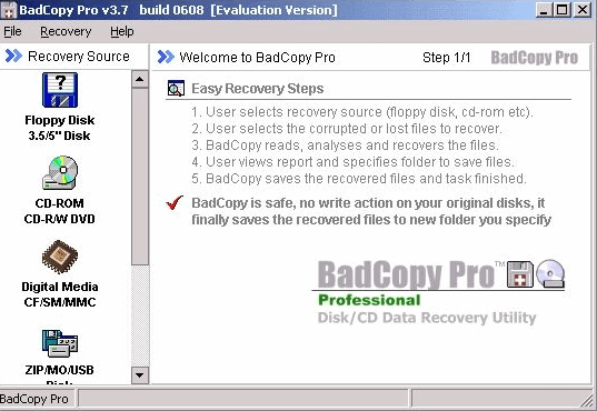 Рис. 1. Главное окно программы BadCopy Pro v3.7