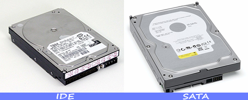 Рис. 2. SATA и IDE интерфейсы на жестких дисках (HDD).