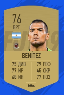 Карточка игрока Вальтера Бенитеса в FIFA 19