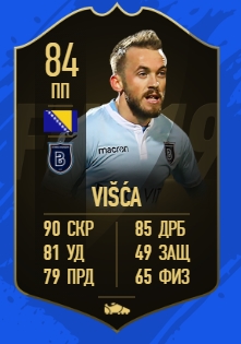 Карточка игрока Эдин Вишча в FIFA 19