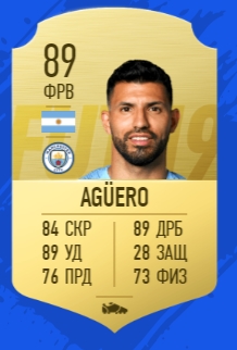 Карточка игрока Серхио Агуэро в FIFA 19