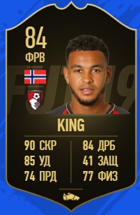 Карточка игрока Джошуа Кинга в FIFA 19