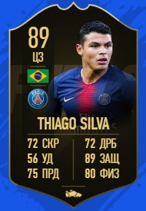Карточка игрока Тиагу Силвы FIFA 19
