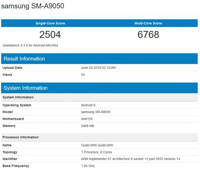 Результаты тестирования предполагаемого Samsung Galaxy A90 в Geekbench