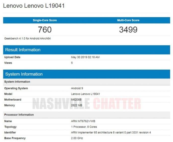 Результаты тестирования Lenovo A6 Note в Geekbench